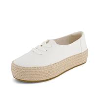 TOMS Alpargata Valencia con Cordones para Mujer, Lona Blanca, 4 UK