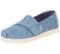 TOMS Boy's Alpargata Classic Slip-On Espadrille, Dark Sky Subtle Stripes, 34 EU