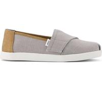 TOMS Boy's Alpargata Classic Slip-On Espadrille, Drizzle Grey Heritage Canvas PU Trim, 33 EU