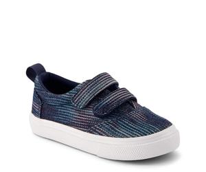 TOMS Boy's Fenix Double Strap Sneaker, Navy Novelty Denim, 4 UK Child