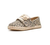 TOMS Carolina - Mocasines Planos con Cordones, Color Avena con Lunares pequeños de Leopardo, Talla 13 para niños