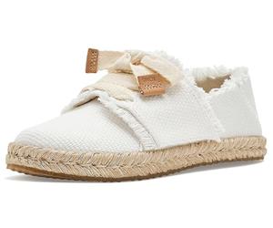 TOMS Carolina - Mocasines Planos con Cordones para niña Joven, Tejido Junto a la Playa, Color Blanco, 3.5 UK