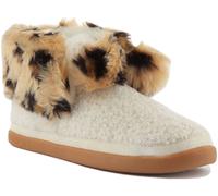 Toms Celeste Natural Cómodo Piel Forro Leopardo Pom Bota Caliente Talla UK 3-8