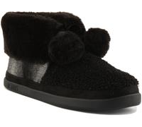 Toms Celeste Negros Cómodo Piel Forro Leopardo Pom Bota Caliente Talla EU 36-42