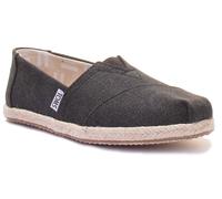 TOMS Clásico Lavado Lona Cuerda sin Cordones Mujer Zapato Plano en Negro Ru 2- 9