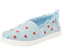 TOMS Classic Alpargata, Mocasín Plano Niñas, Pastel Blue Washed Denim Metallic Embroidered Hearts, 23.5 EU