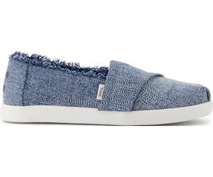 TOMS Classic, Alpargata sin Cordones Niñas, Dark Sky Textured Denim with Fray, 31.5 EU