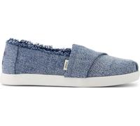 TOMS Classic, Alpargata sin Cordones Niñas, Mezclilla Texturizada de Cielo Oscuro con Deshilachado, 34 EU