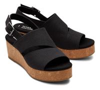 TOMS Claudine, Sandalias con cuña Mujer, Tejido Negro Melange, 35.5 EU