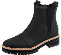 TOMS Dakota, Botas Estilo Chelsea Mujer, Water Resistant Black Leather/Faux Fur, 37 EU