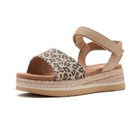 TOMS Diana - Sandalias de cuña, color avena con lunares pequeños de leopardo, talla 13.5 UK para niño