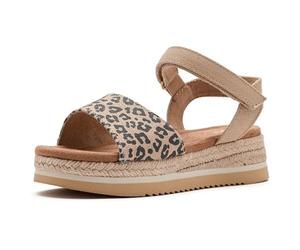 TOMS Diana - Sandalias de cuña, color avena con lunares pequeños de leopardo, talla 13.5 UK para niño