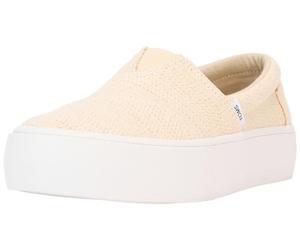TOMS Fenix - Tenis de Plataforma para Mujer, Rayas de Lino metálico Natural sin teñir, 37.5 EU