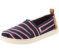 TOMS Girl'S Classic Alpargata Loafer Flat, Navy Woven Stripes, 36.5 EU
