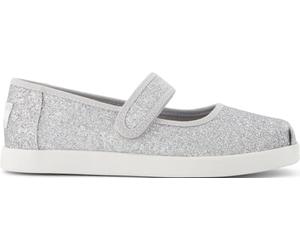 TOMS Girl'S Nora Mary Jane Flat, Silver Iridescent Glimmer, 34 EU