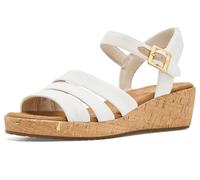TOMS Julia, Sandalias de Cuña Mujer, Tejido Blanco Flamado, 35.5 EU
