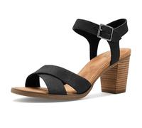 TOMS Majorca Cutout, Sandalia con talón Mujer, Tejido Negro Melange, 36.5 EU