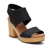 TOMS Majorca Platform, Sandalia de Cuña de alpargata Mujer, Negro Total, 36.5 EU
