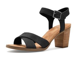 TOMS Majorca - Sandalias de tacón recortado para mujer, tejido melange negro, talla 5.5