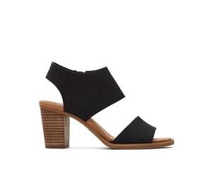 TOMS Majorca - Sandalias de tacón recortado para mujer, Tejido negro melange, 40 EU