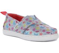 TOMS Mocasines Planos de Alpargata para niña, Azul/Multicolor, 4 UK Child