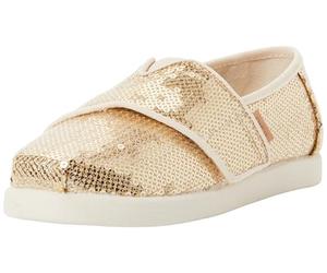 TOMS Mocasines Planos de Alpargata para niño y niña, Mini Lentejuelas, Color champán, Talla 9, Mini Lentejuelas champán, 9 UK Child