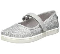 TOMS Niñas Mary Jane Merceditas Planas, Plateado, 23.5 EU