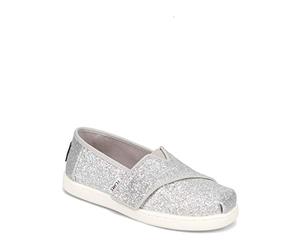 TOMS Niñas Tiny Glitter Alpargata Mocasines Planos, Plateado, 21 EU