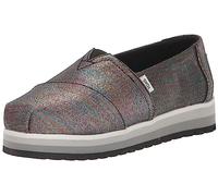 TOMS Plataforma de Alpargata para niña, Sarga Negra Brillante, 12 UK Child