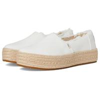 TOMS Plataforma Valencia para Mujer, Lona Blanca Ancha deshilachada, 38.5 EU