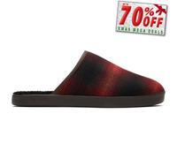 Toms Puerto Mula Hombre Casual Confort Salón sin Cordones Piel Pantuflas Rojo
