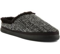 Toms Salvia en Negro Cómodo Forro de Piel Pantufla Tejido Cálido Talla UK 3-8