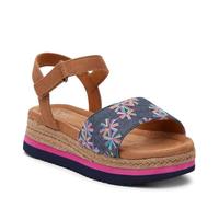 TOMS Sandalia DianaWedge para niña, Lona floral bordada azul marino, 38 EU