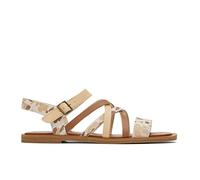 TOMS Sandalia SephinaFlat para mujer, Estampado abstracto de vaca beige, 38.5 EU