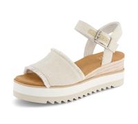 TOMS Sandalias de cuña Diana para mujer, Mezclilla texturizada de ónix blanco/deshilachado, 5