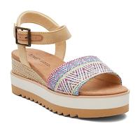 TOMS Sandalias Diana de piel con cuña para mujer, color beige oscuro, natural, 39 EU