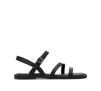 TOMS Sandalias KiraFlat para mujer, Piel negra, 36.5 EU