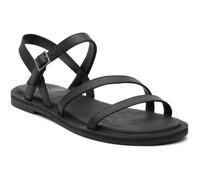 TOMS Sandalias KiraFlat para mujer, Piel negra, 38.5 EU