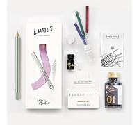 Tom's Studio Lumos Pro Single | Sage | Sistema de bolígrafo creativo recargable | Incluye tinta de fuente negra profunda (50 ml), puntas de punta fina de 0,05 (3 unidades), depósitos de repuesto y