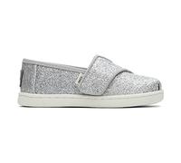TOMS Tiny Alpargata Mocasines Planos, Sintético/Lona, Niñas, Plateado, 24.5