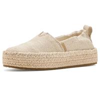 TOMS Valencia Platform, Champagne Glimmer Slub Canvas, 11 UK Child