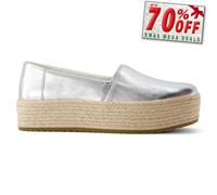 Toms Valencia Zapatos Mujer Cuero Alpargatas Zapatos sin Cordones Casuales Plata