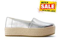 Toms Valencia Zapatos Mujer Cuero Alpargatas Zapatos sin Cordones Casuales Plata