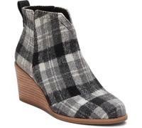 TOMS Women's Clare Wedge Boot, Black/Grey Plaid, 7.5