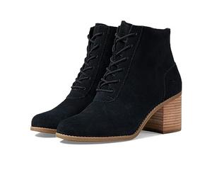 TOMS Women's Evelyn Lace-up Ankle Boot, Gamuza negra, 42.5 EU