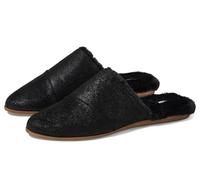 TOMS Women's Jade Mule, Black Metallic Suede Faux Fur, 42.5 EU