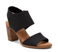 TOMS Women's Majorca Cutout Heeled Sandal, Black Melange Woven, 38.5 EU