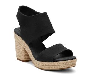 TOMS Women's Majorca Platform Heeled Sandal, Black Black Basket Weave, 37 EU