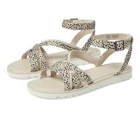 TOMS Women's Rory Flat Sandal, Fog Flocked Mini Cheetah Suede, 38 EU