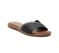 TOMS Women's Shea Slide Sandal, Black Leather Suede, 37.5 EU